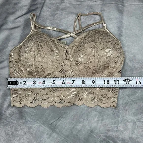 Lot 3 Bralettes Medium Intimates Black Tan Blue Lace Coquette Romantic Comfort - Picture 5 of 10